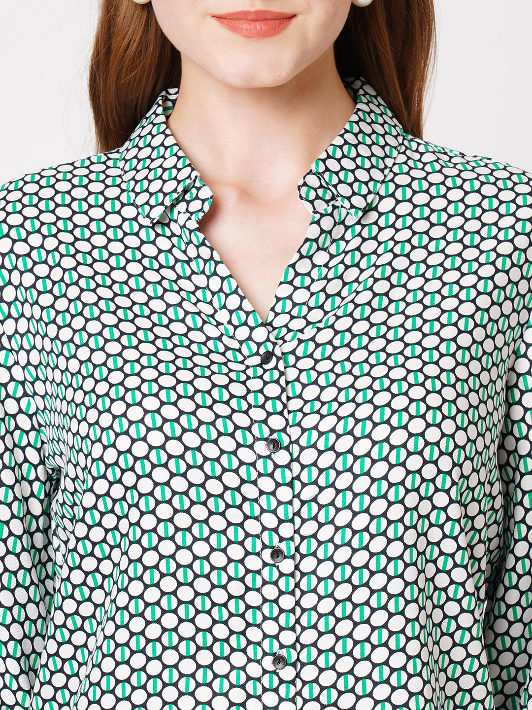 Women Geometric Print Slim Fit Casual Shirt