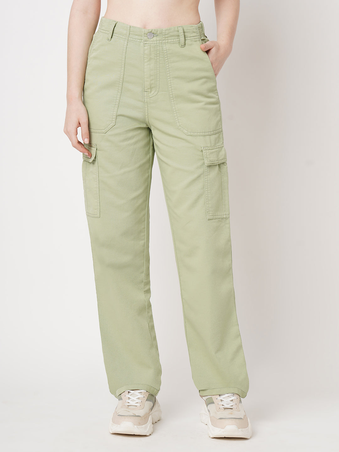 Women Mint High-Rise Cargo