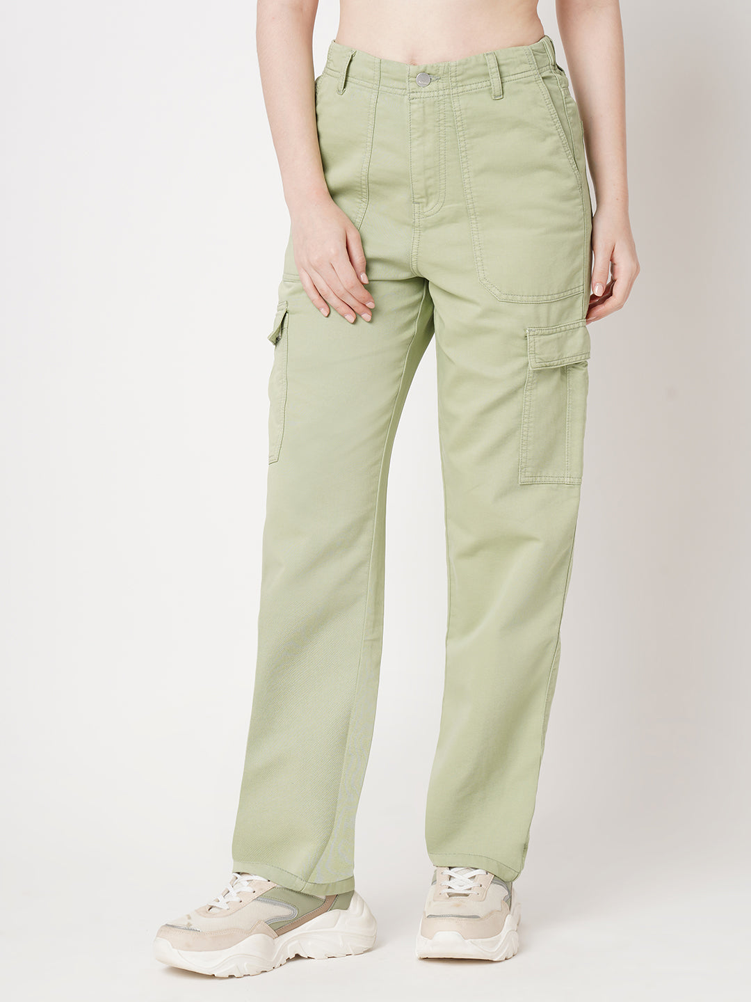 Women Mint High-Rise Cargo