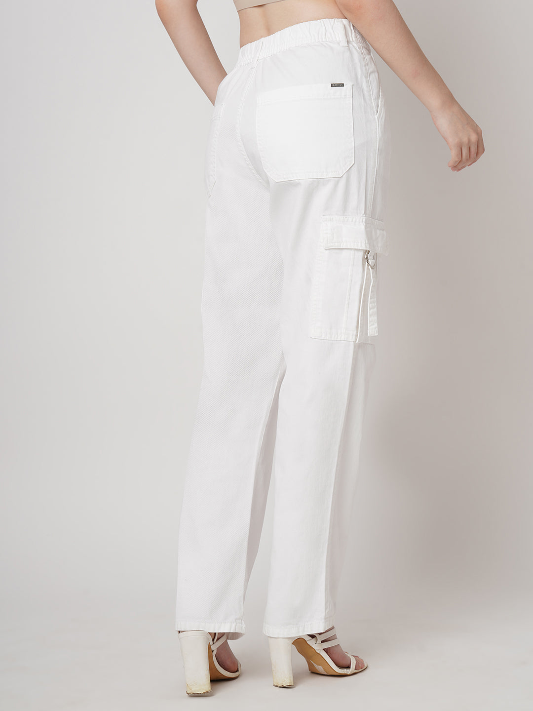 Women White High-Rise Cargo