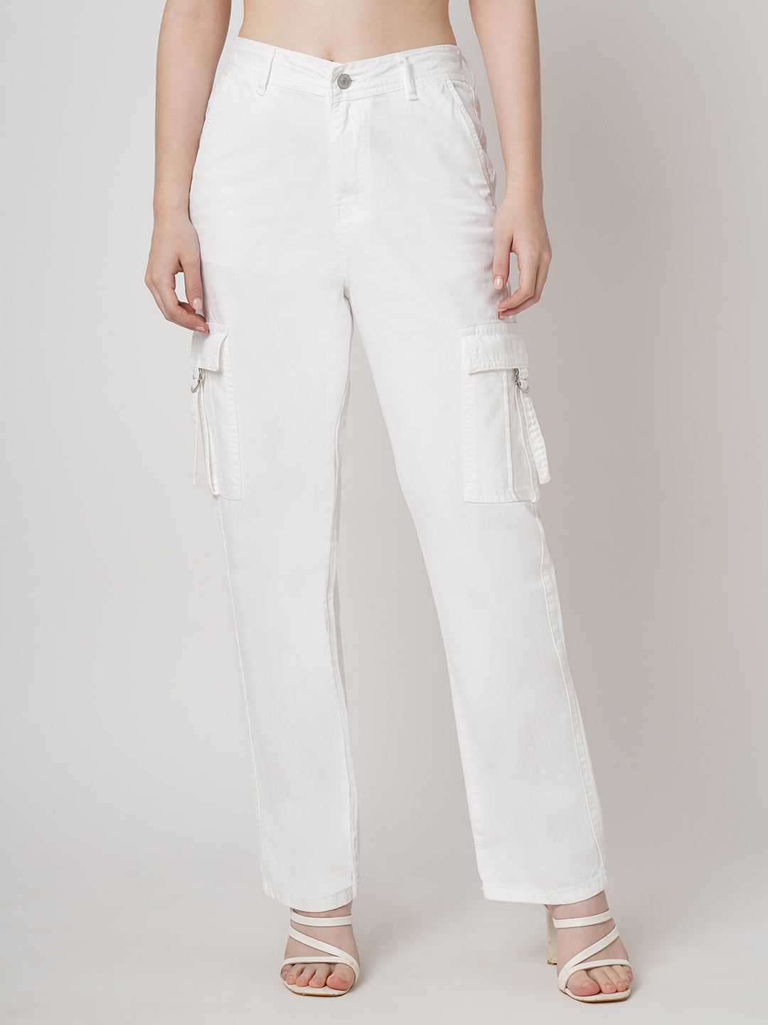 Women White High-Rise Cargo