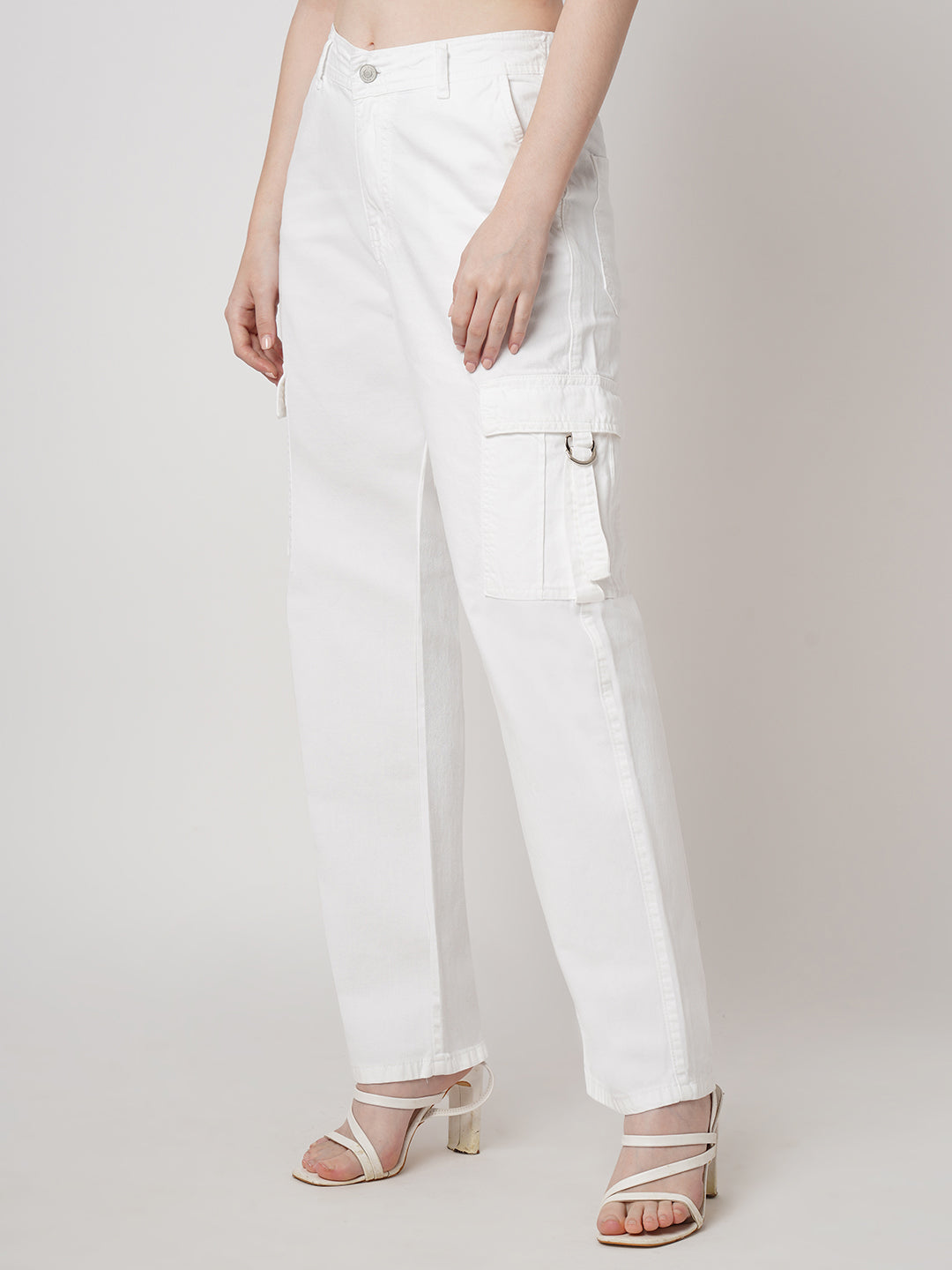 Women White High-Rise Cargo