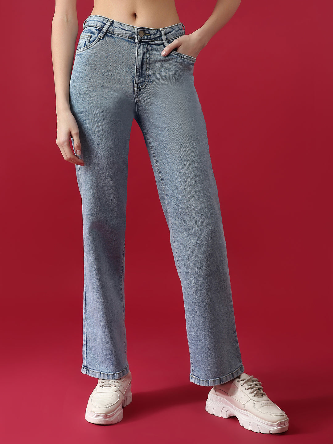 Women High Rise Straight Fit Jeans