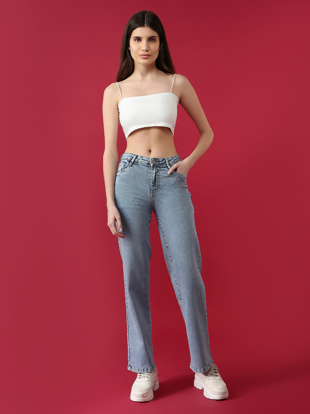 Women High Rise Straight Fit Jeans