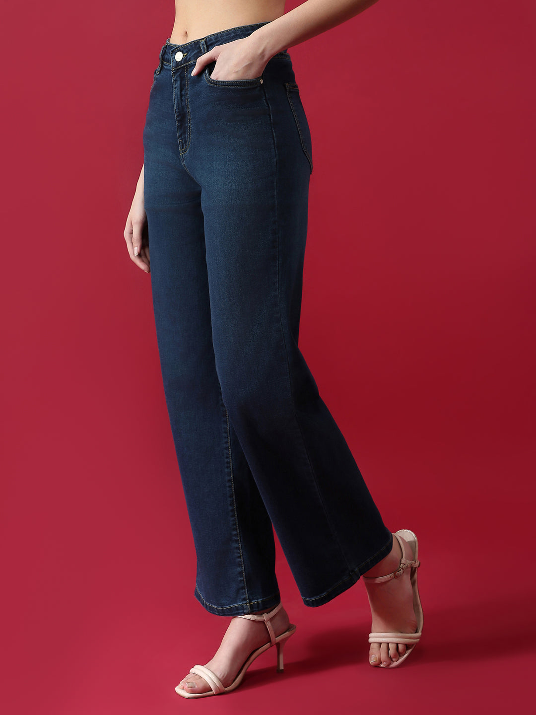 Women High Rise Wide Leg Jeans