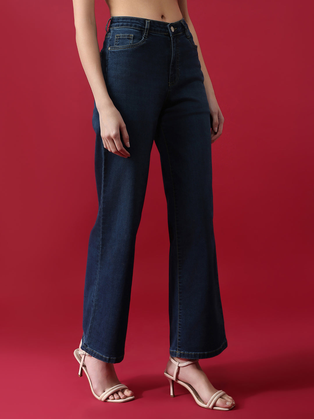 Women High Rise Wide Leg Jeans