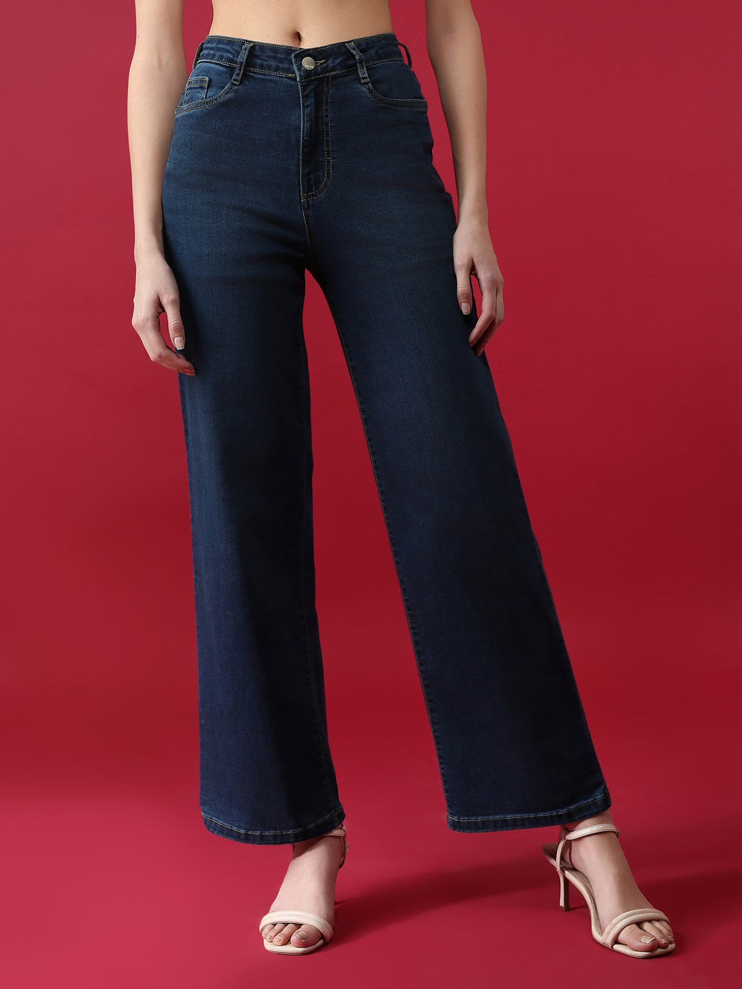 Women High Rise Wide Leg Jeans