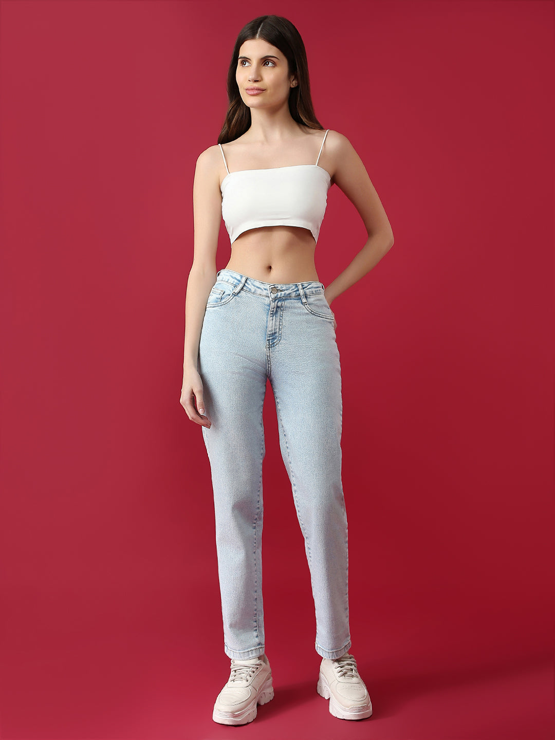 Women High Rise Mom Fit Jeans