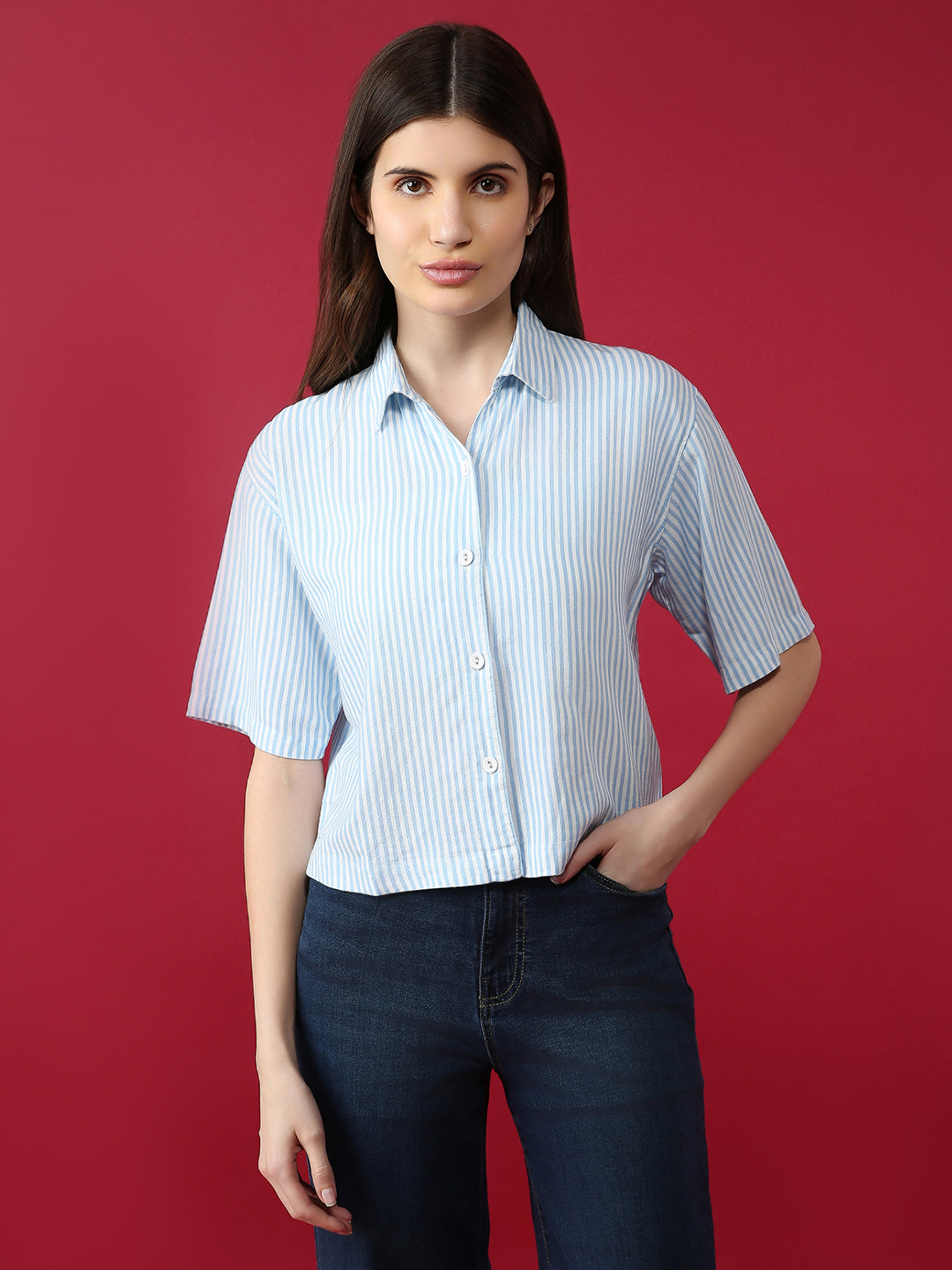 Women Slim Fit Striped Shirt