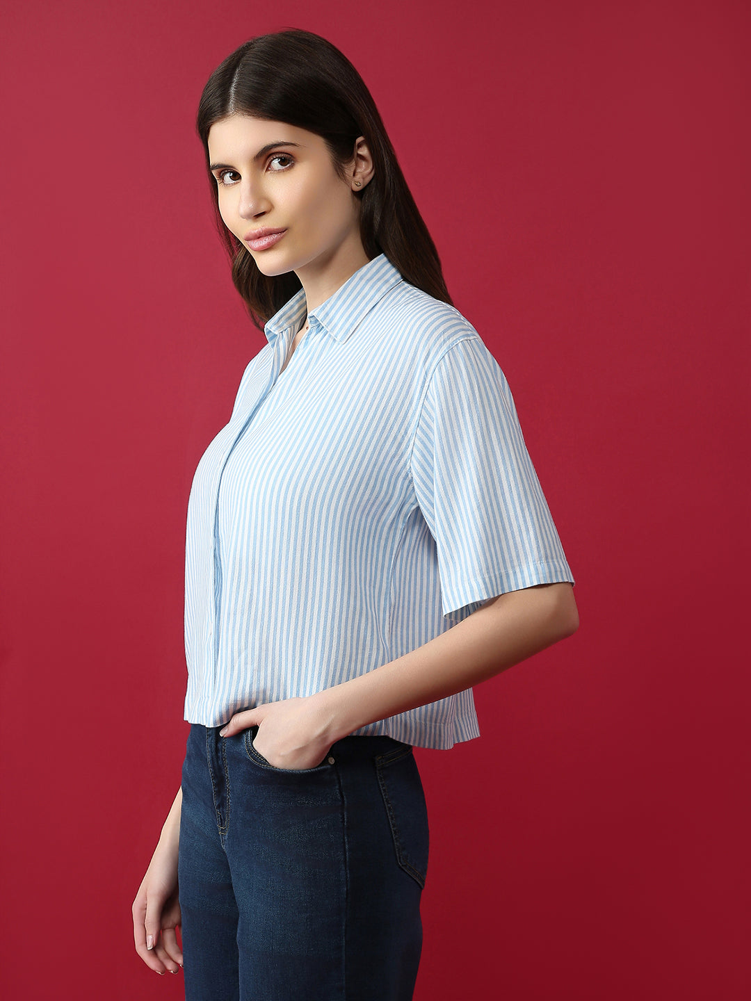 Women Slim Fit Striped Shirt