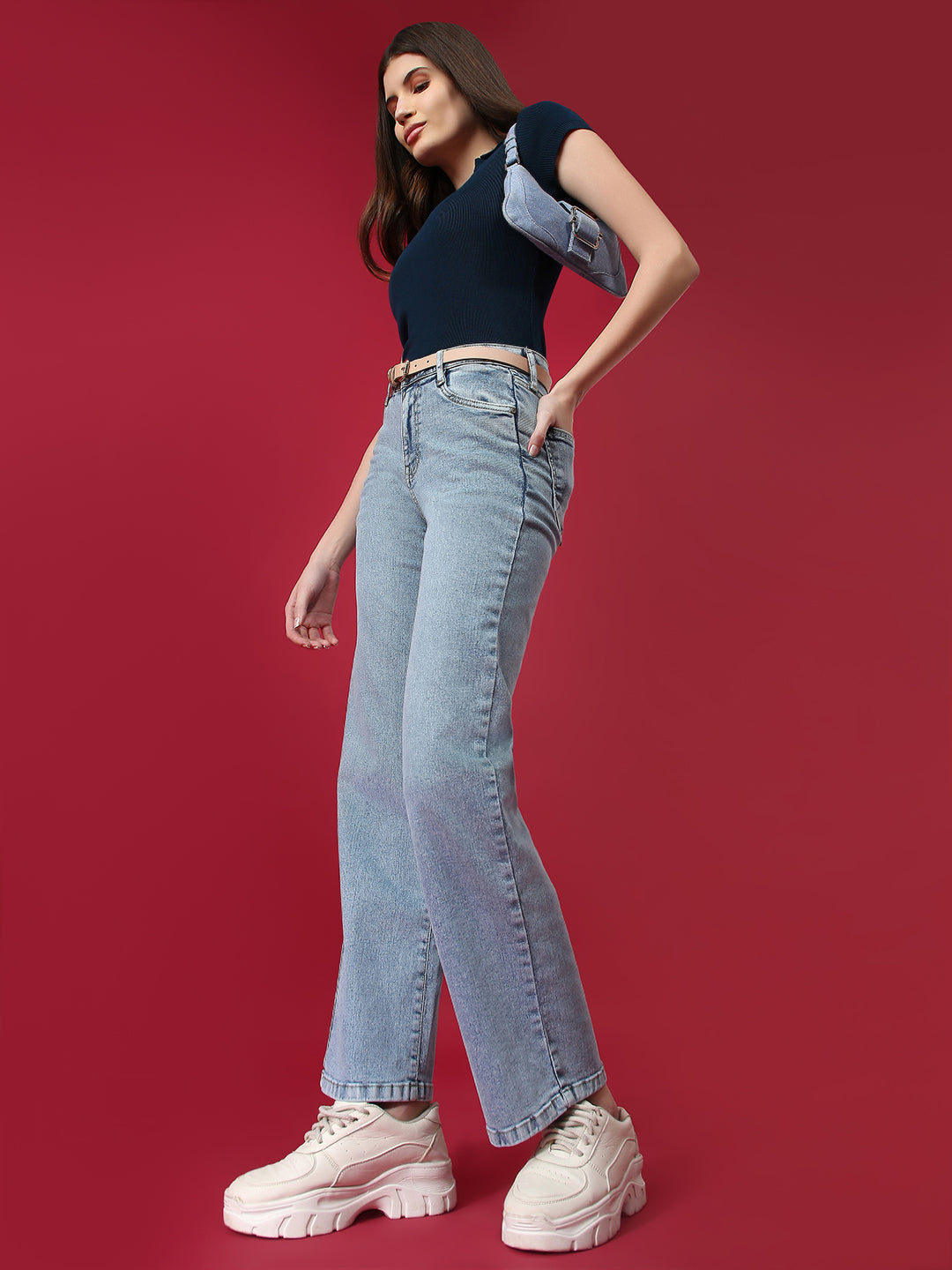 Women High Rise Straight Fit Jeans