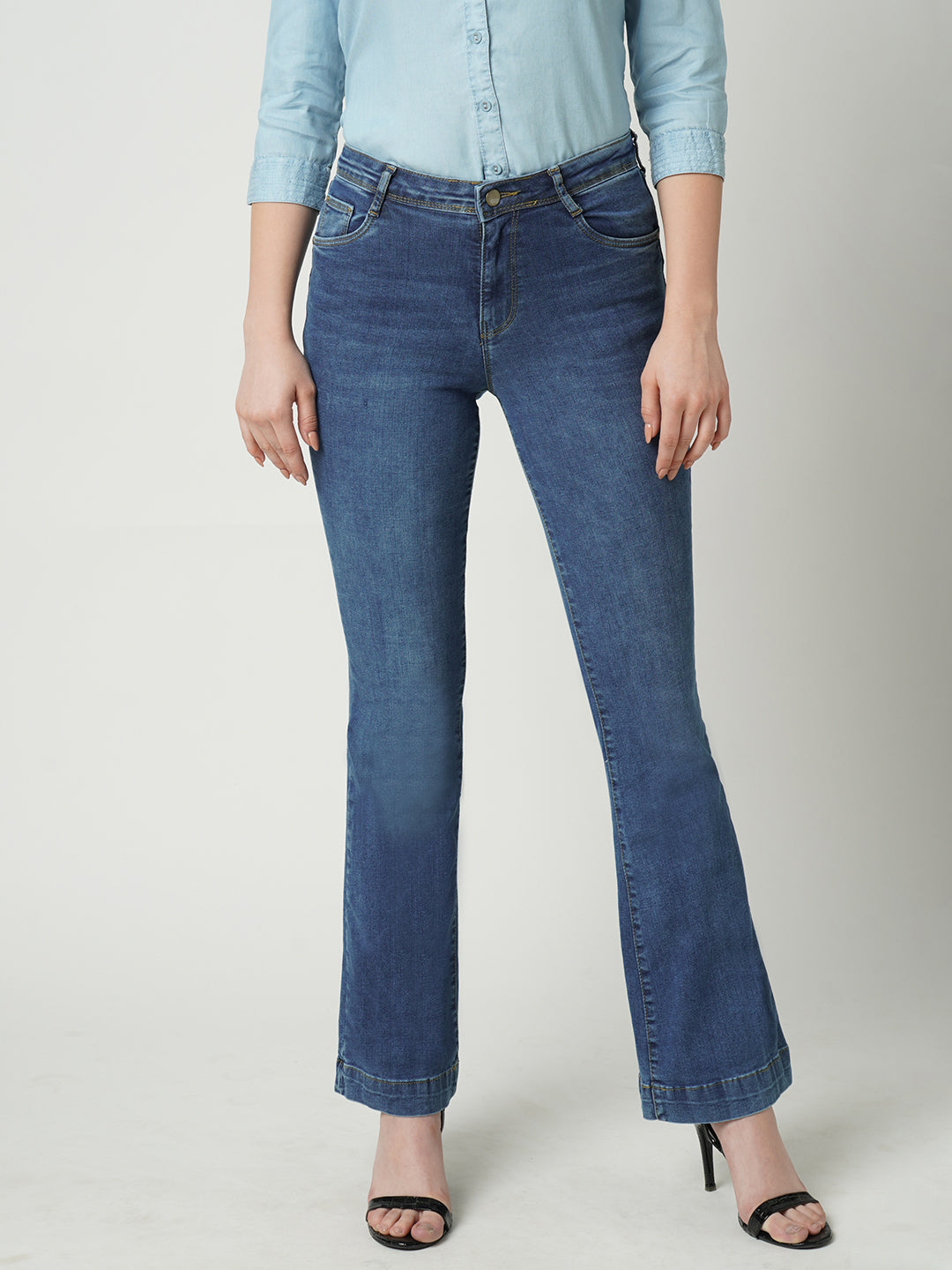 Women Blue High Rise Flare Jeans